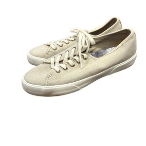 Sperry Topsider Memory Foam Casual Beige Canvas Sneakers EUC! Size 8.5